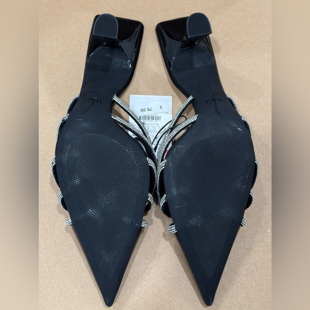 ZARA RHINESTONE HEELED MULES - Picture 10 of 12